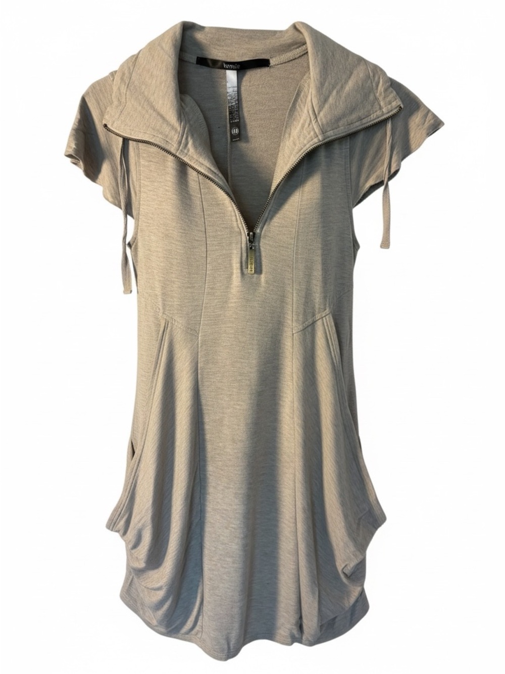 Kensie Light Taupe Zip-Up Hoodie - Picture 1 of 9